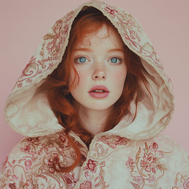 Young Girl with Embroidered Hood