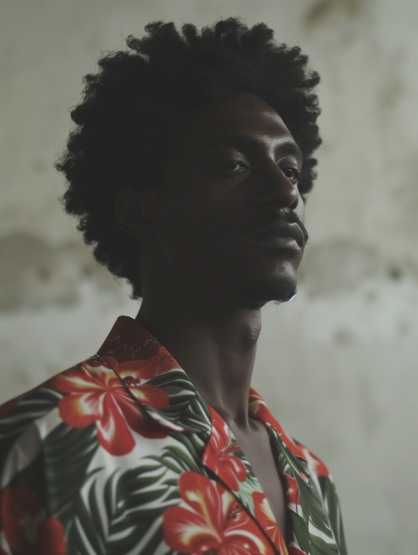 Man in Vibrant Floral Shirt