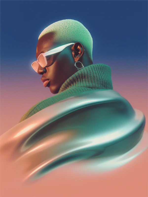 Futuristic Green Portrait