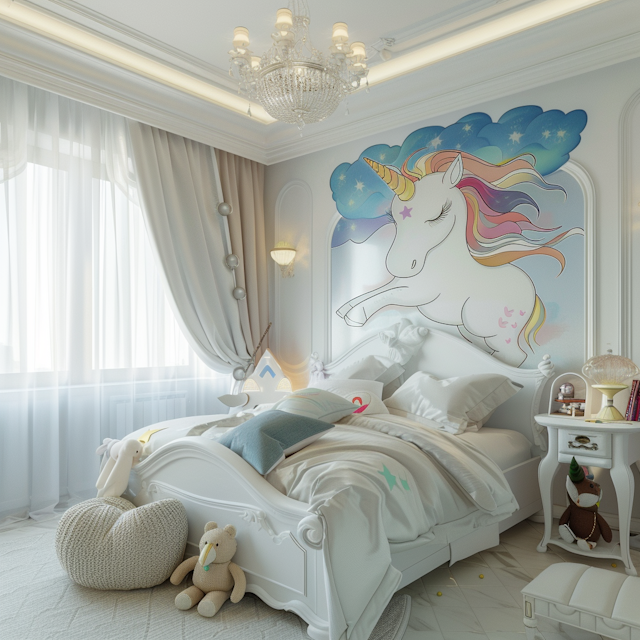 Whimsical Unicorn Themed Children's Bedroom