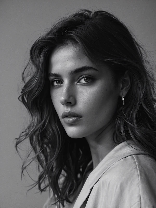 Black and White Portrait of a Young Woman