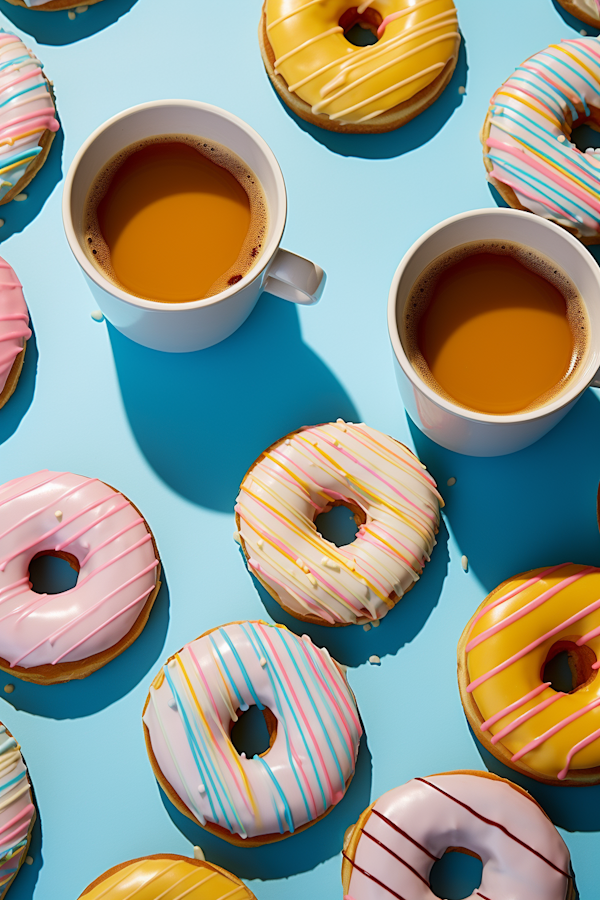 Vibrant Donut Delight with Coffee