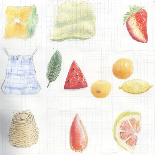 Hand-Drawn Fruit and Object Illustrations