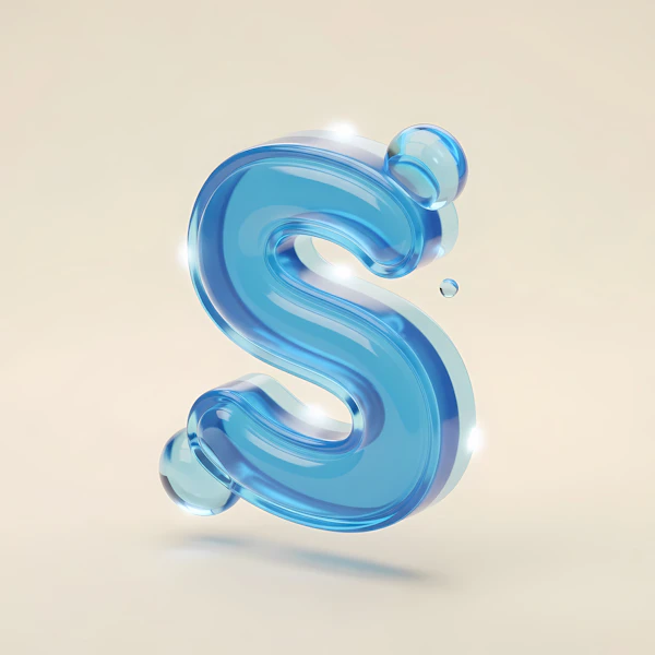 Glossy Blue Letter 'S'