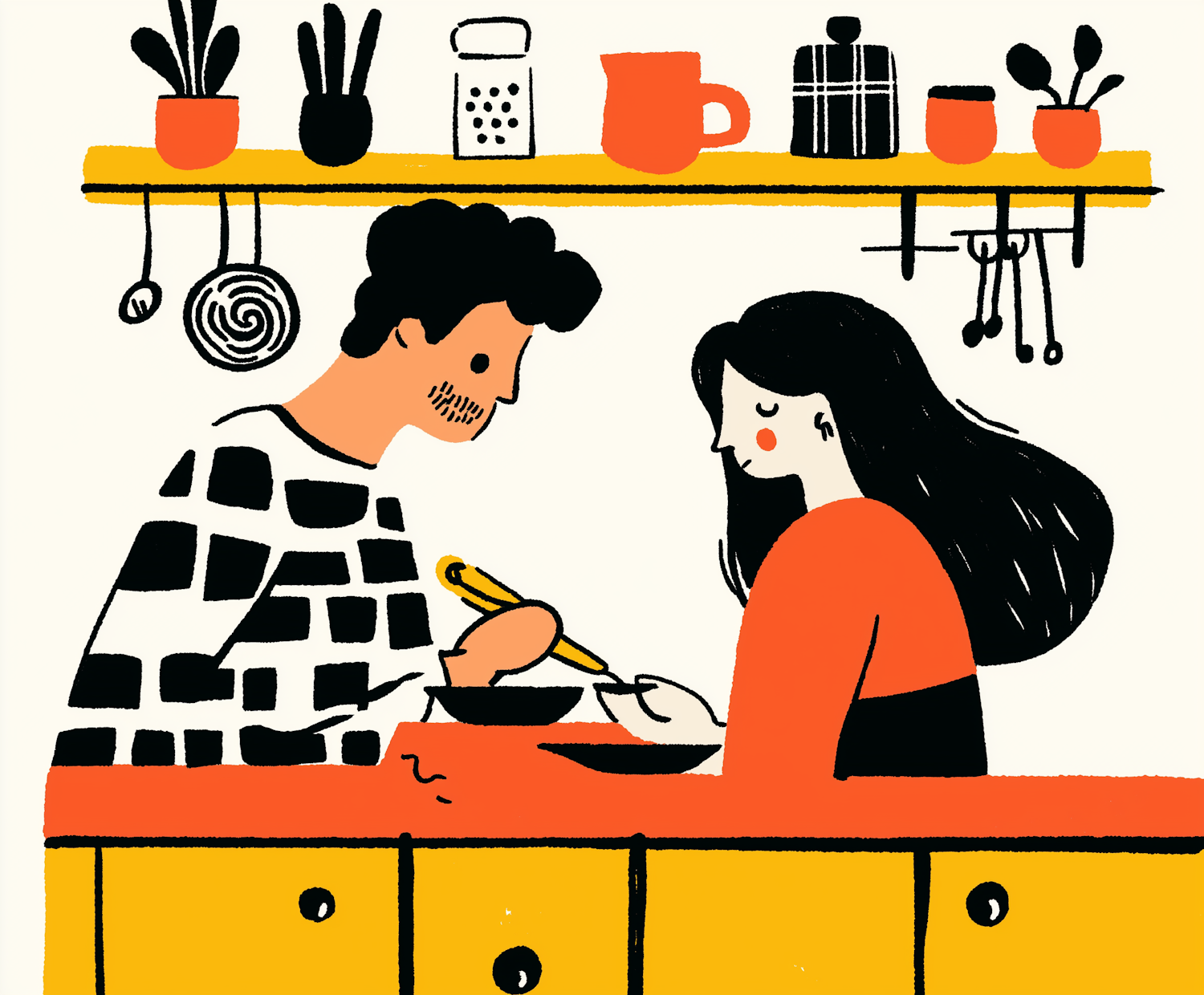 Cooking Together Illustration