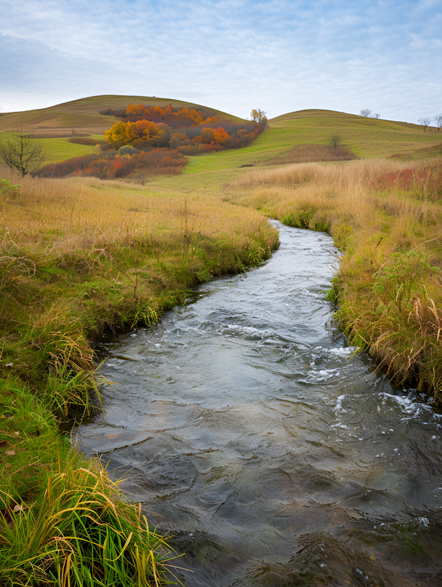 Serene Landscape with Stream