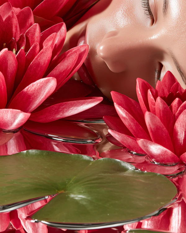 Serene Face with Lilies