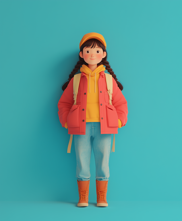 Animated Girl in Outdoor Attire