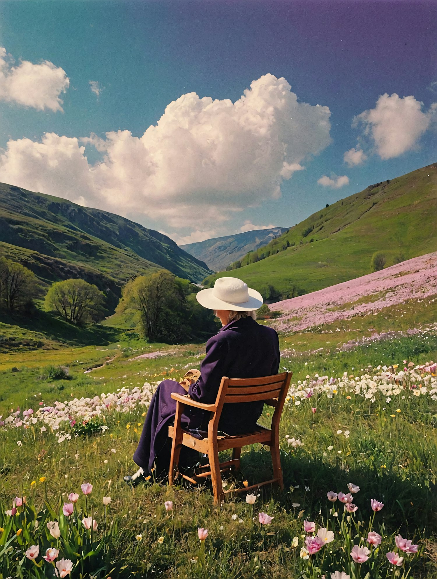 Serene Landscape with Contemplative Figure