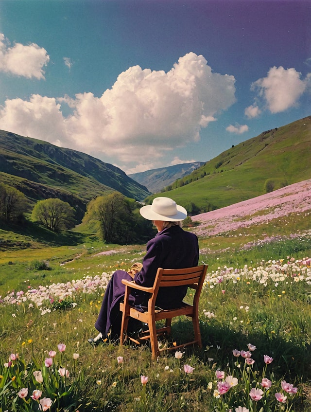 Serene Landscape with Contemplative Figure