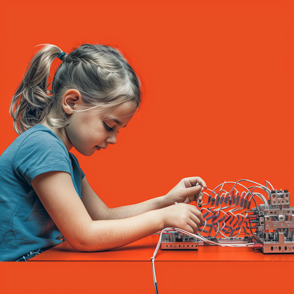 Young Girl Engaged in Electronic Assembly