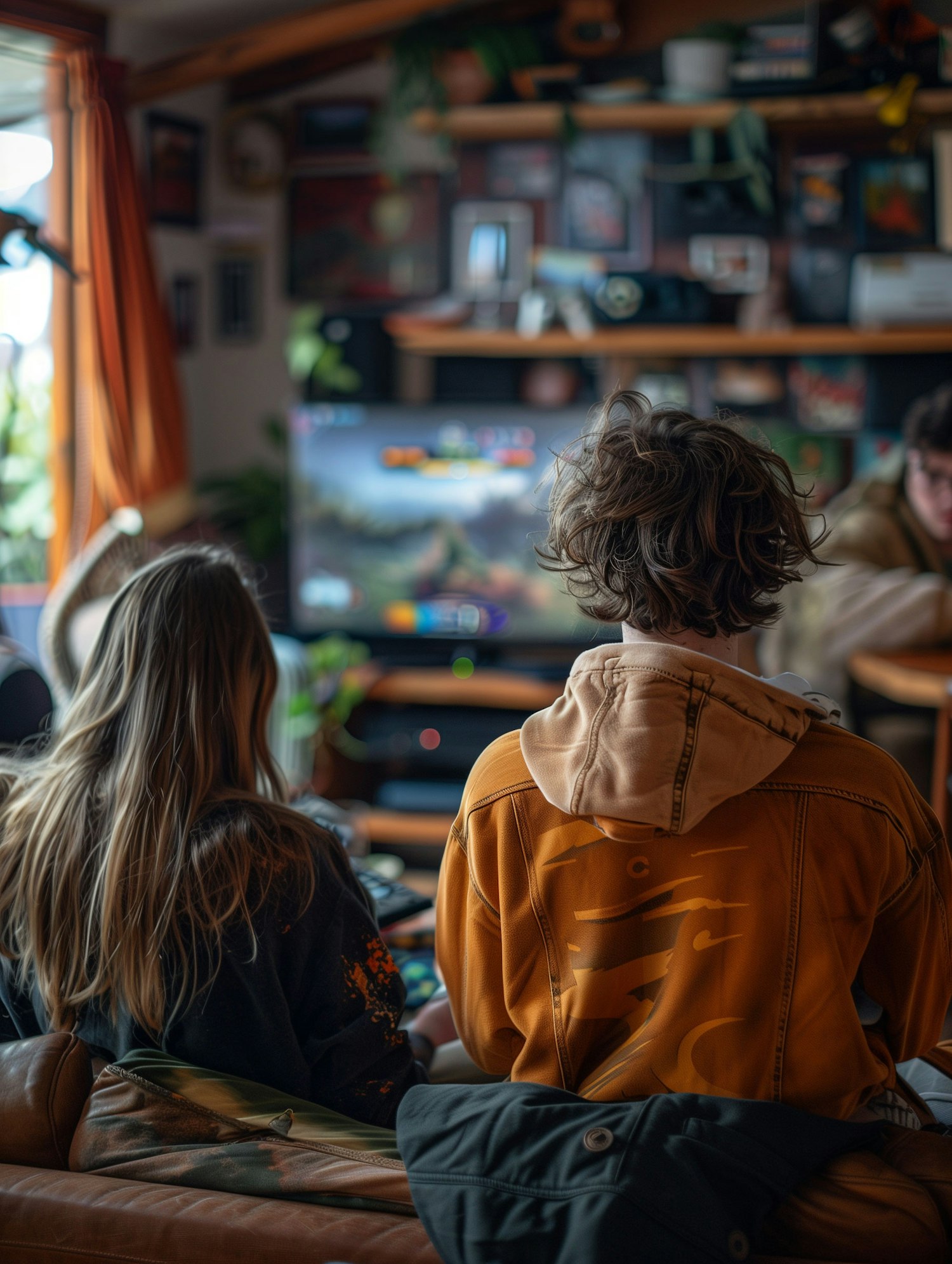 Two People Gaming on Couch