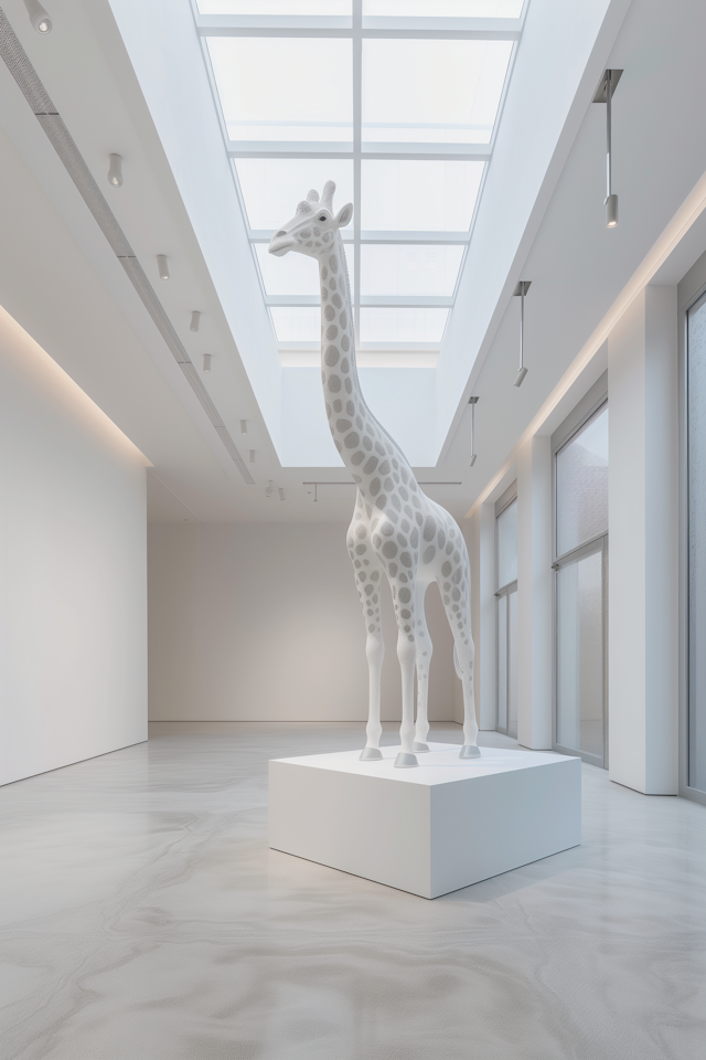 Contemporary Giraffe Sculpture in Modern Gallery