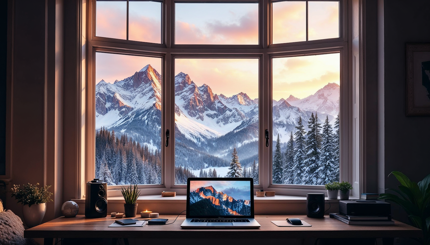 Serene Mountain Workspace