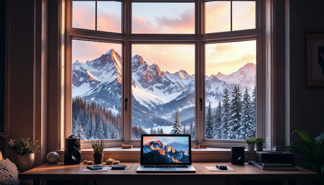 Serene Mountain Workspace