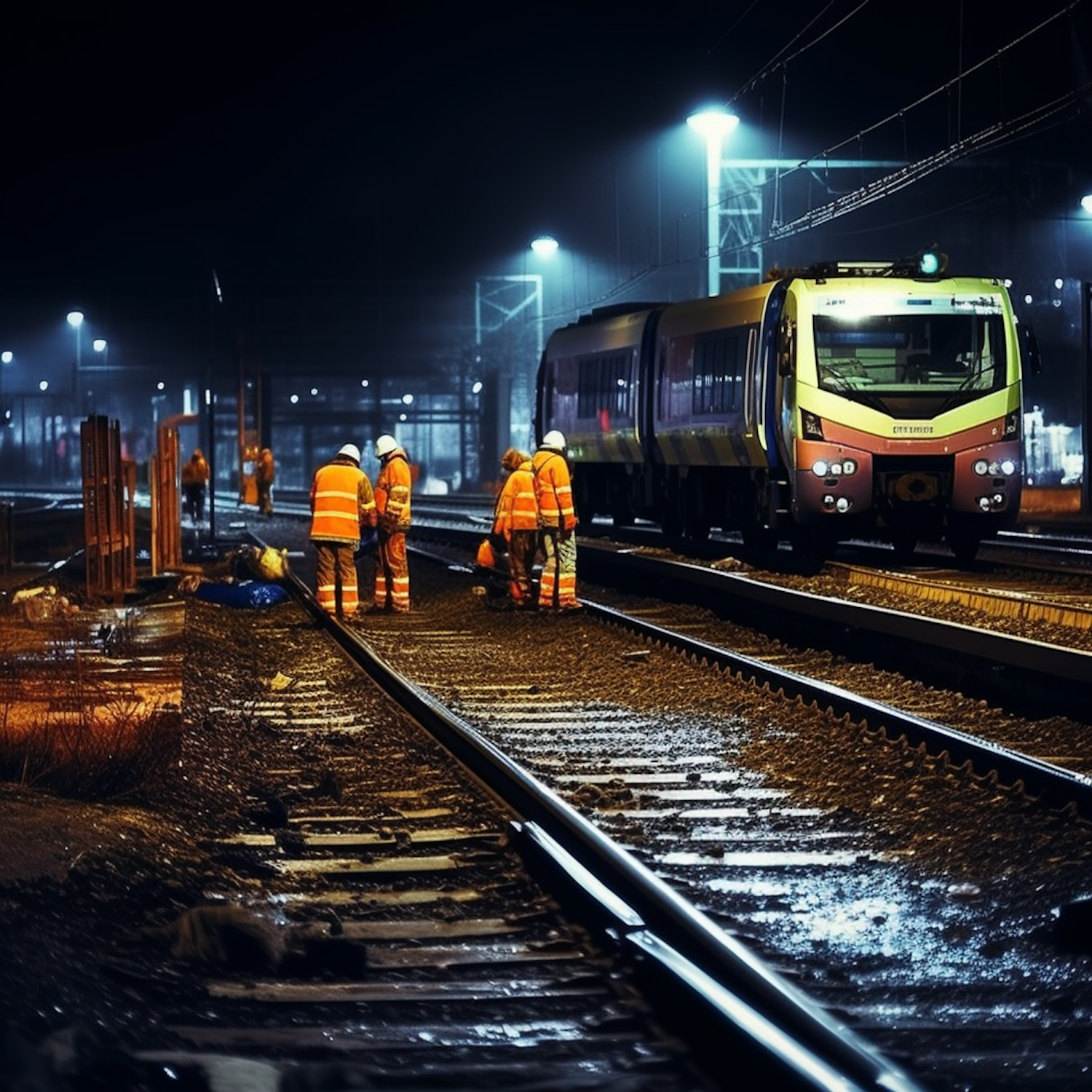 Nocturnal Railway Yard Inspection