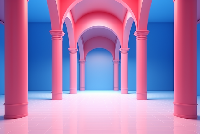 Ethereal Pink-Arched Corridor