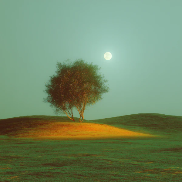 Moonlit Tree Landscape