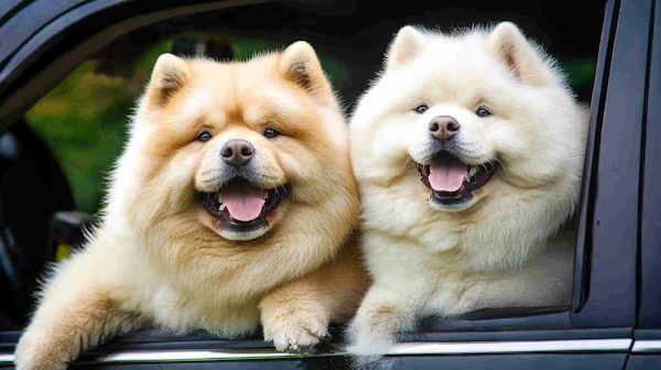 Chow Chow Dogs Enjoying Car Ride