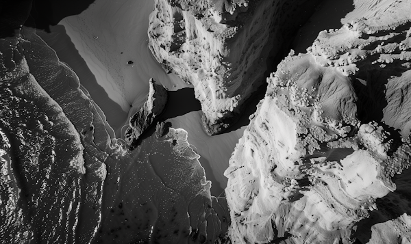 Monochrome Landscape of Cliffs and Ridges