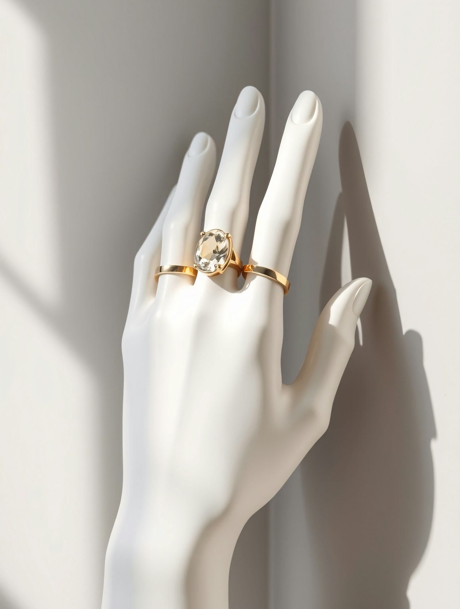 Elegant Mannequin Hand with Gold Rings