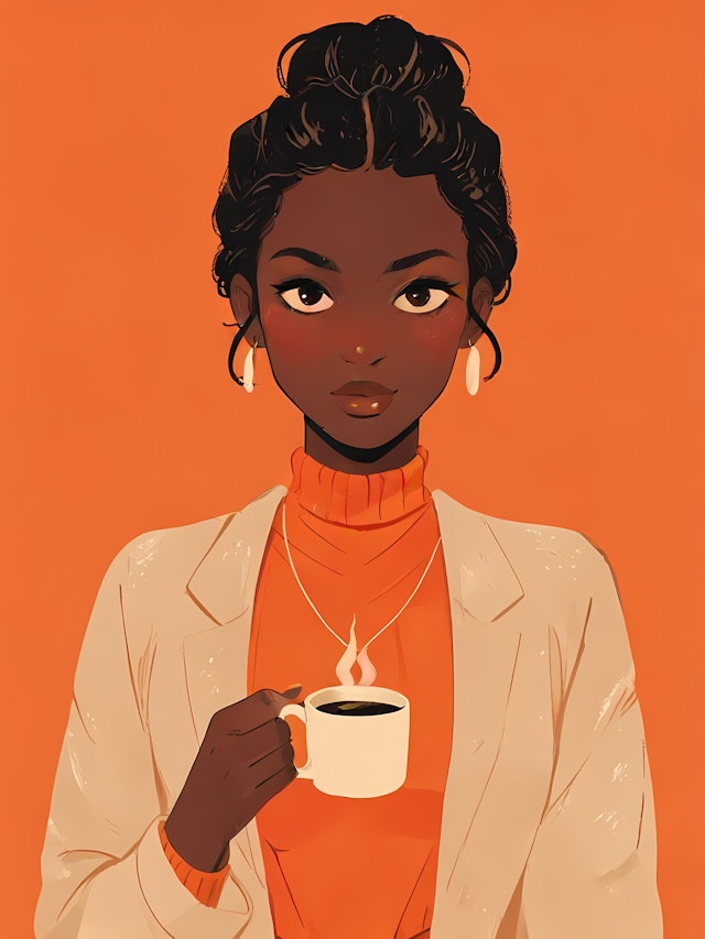 Stylized Woman with Coffee