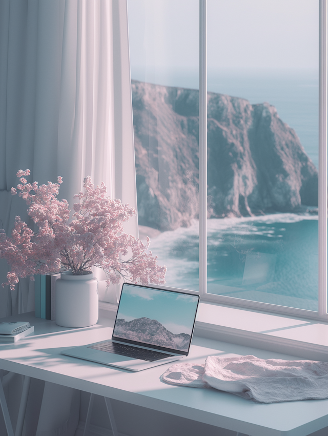 Tranquil Home Office with Seaside View