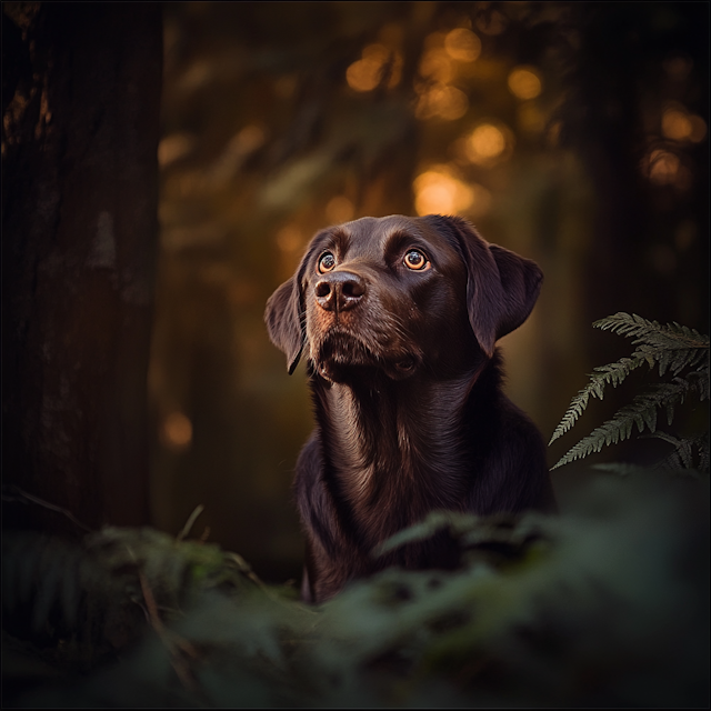 Curious Black Labrador in Natural Setting