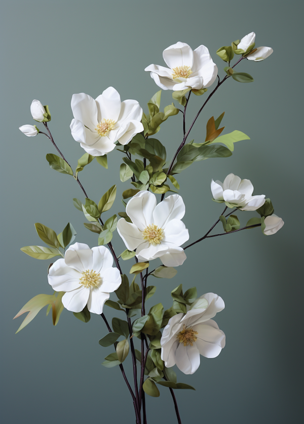 Elegant White Florals in Serene Autumnal Display