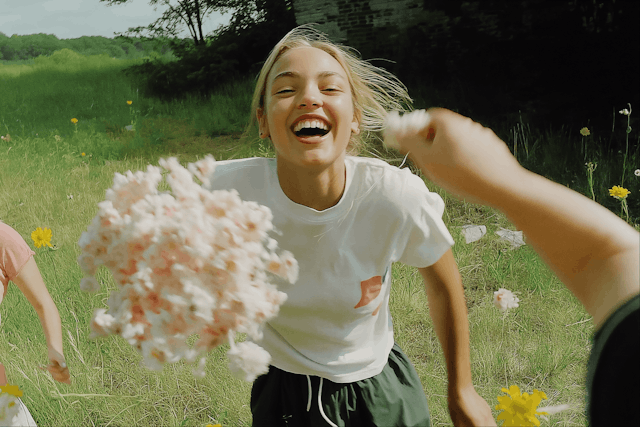 Joyful Moment in a Field