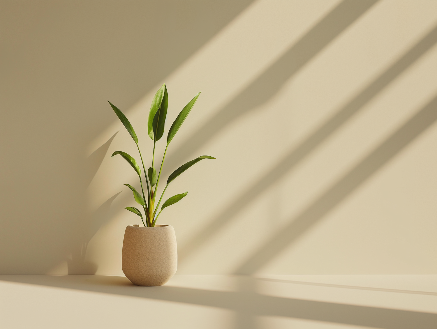 Indoor Plant with Diagonal Shadows