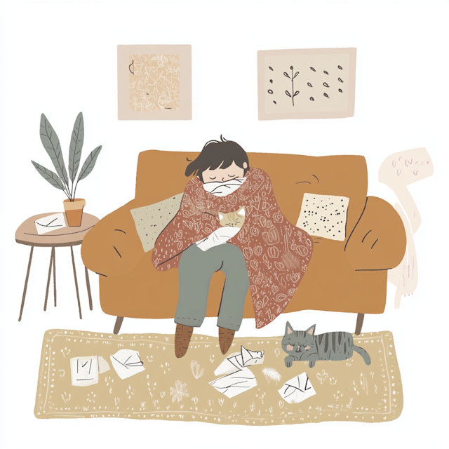 Cozy Scene with Person and Cat