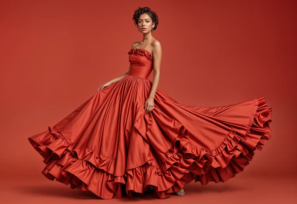 Elegant Red Gown Portrait