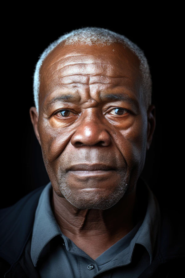 Contemplative Elderly Black Man Portrait