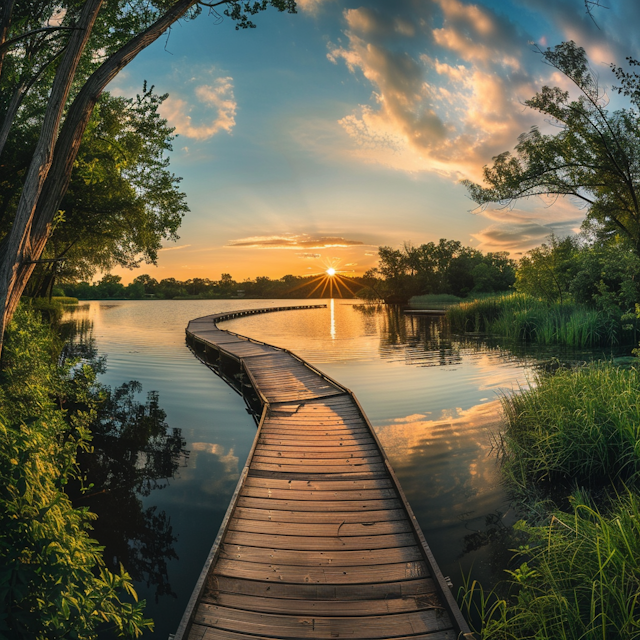 Serene Sunset Over Tranquil Lake