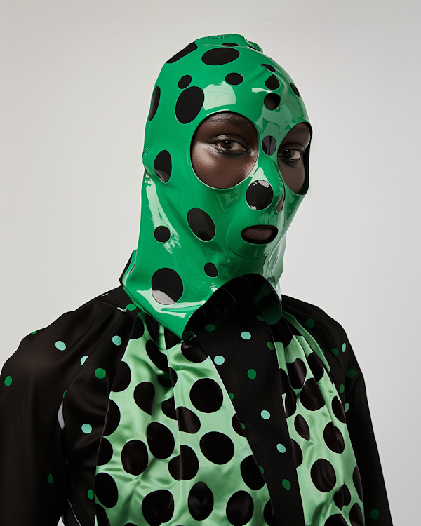 Polka-dotted Green Mask and Shirt Portrait