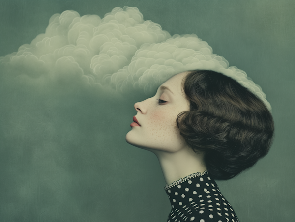 Surreal Portrait of Woman with Cloud Formation