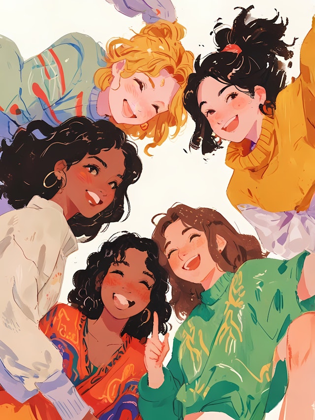 Cheerful Group Illustration