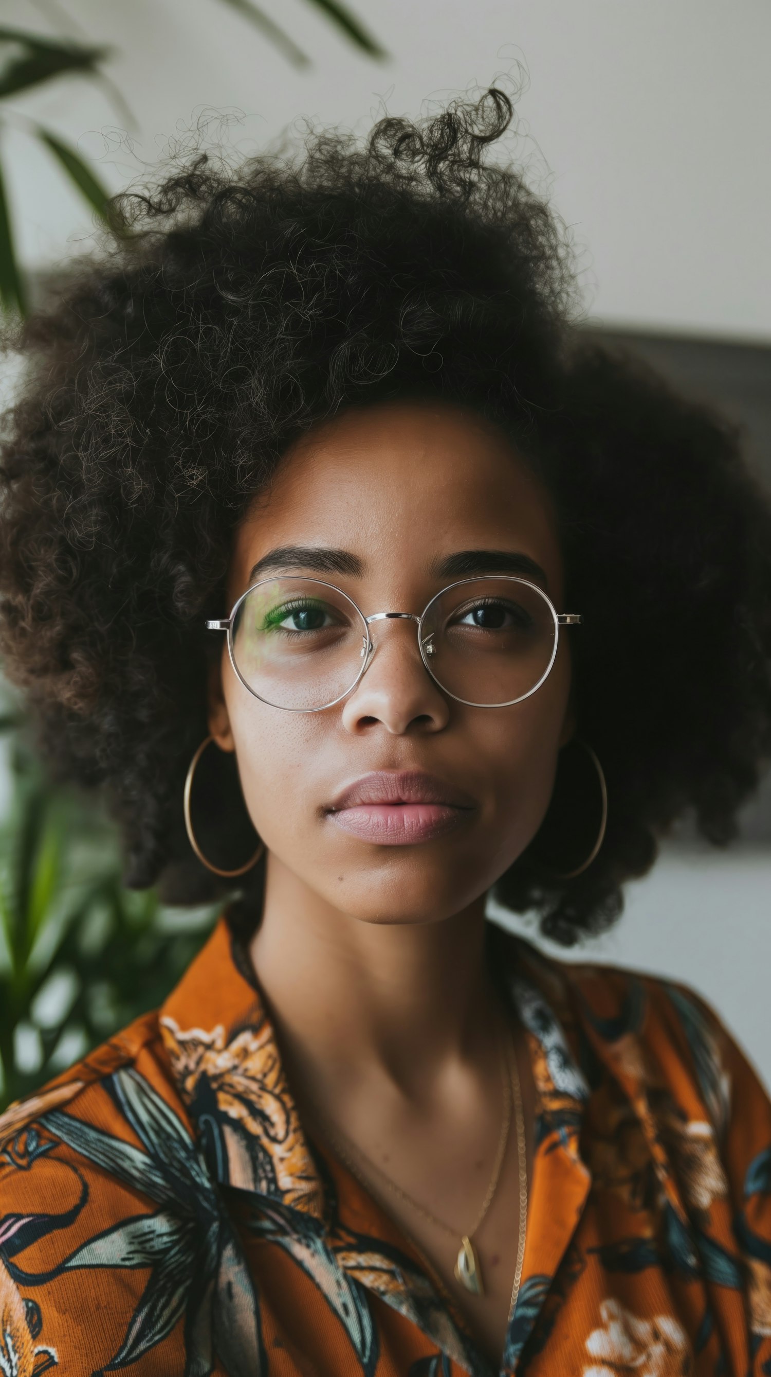 Portrait of a Young Woman with Curly Hair