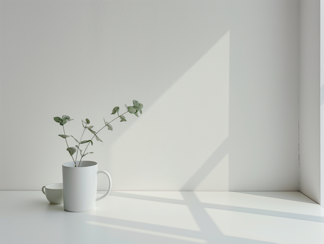 Minimalist Mug with Greenery