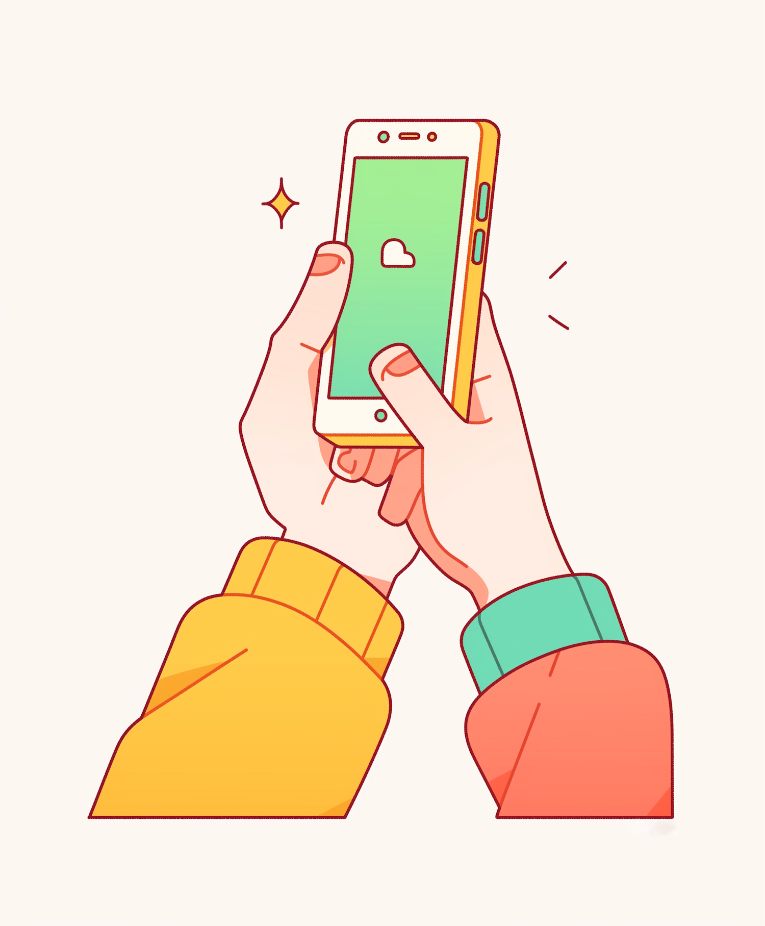 Hands Holding Smartphone Illustration