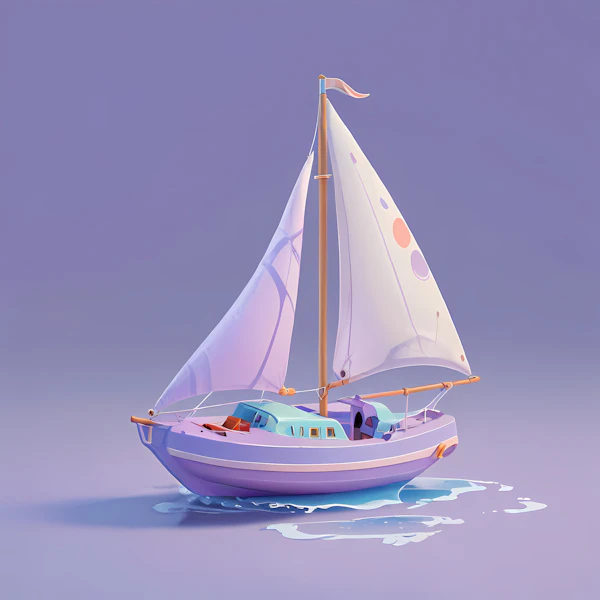 Whimsical Sailboat on Pastel Background