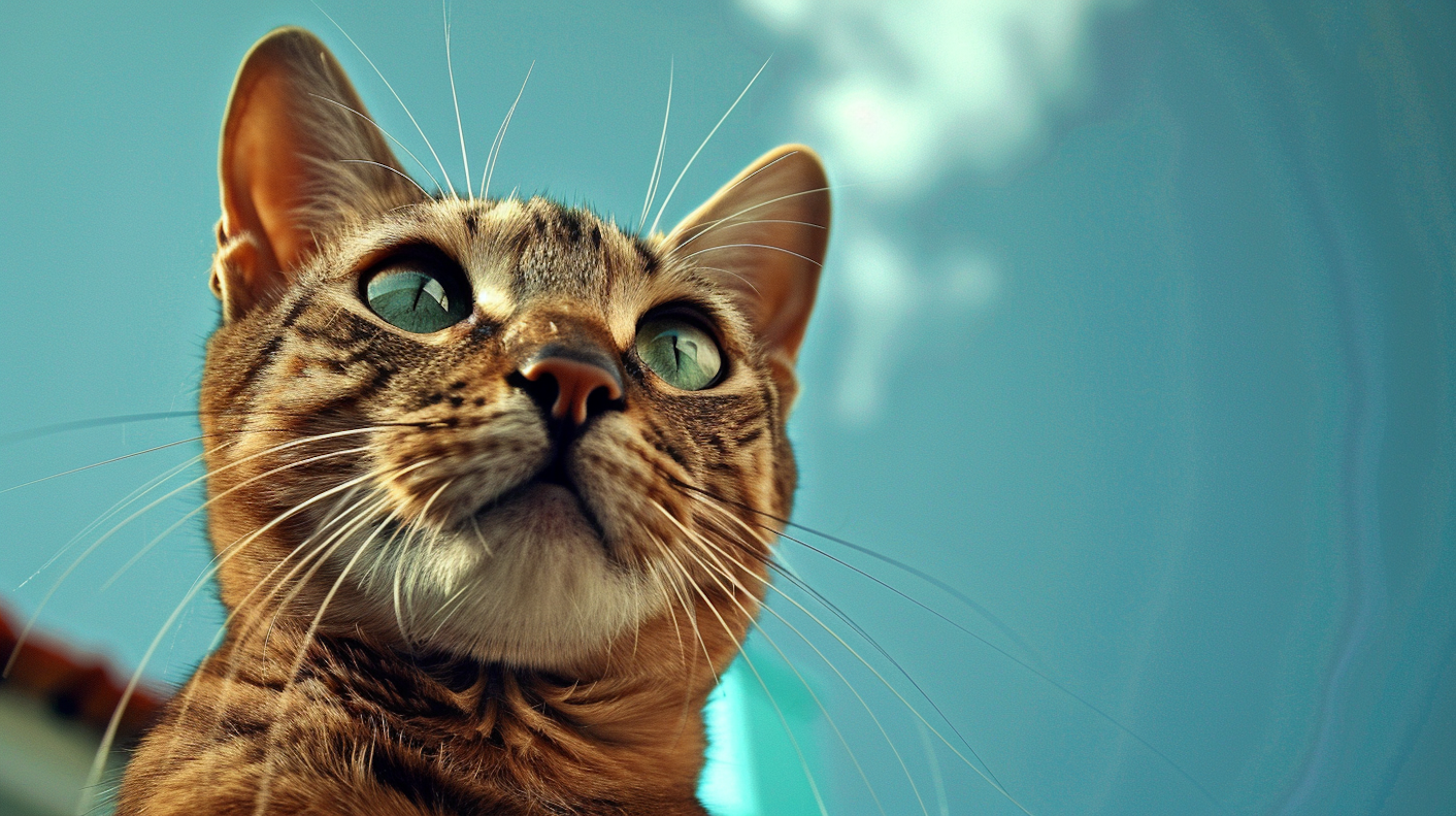 Alert Tabby Cat with Green Eyes