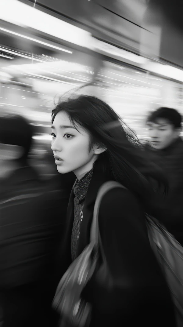Contemplative Woman in Motion