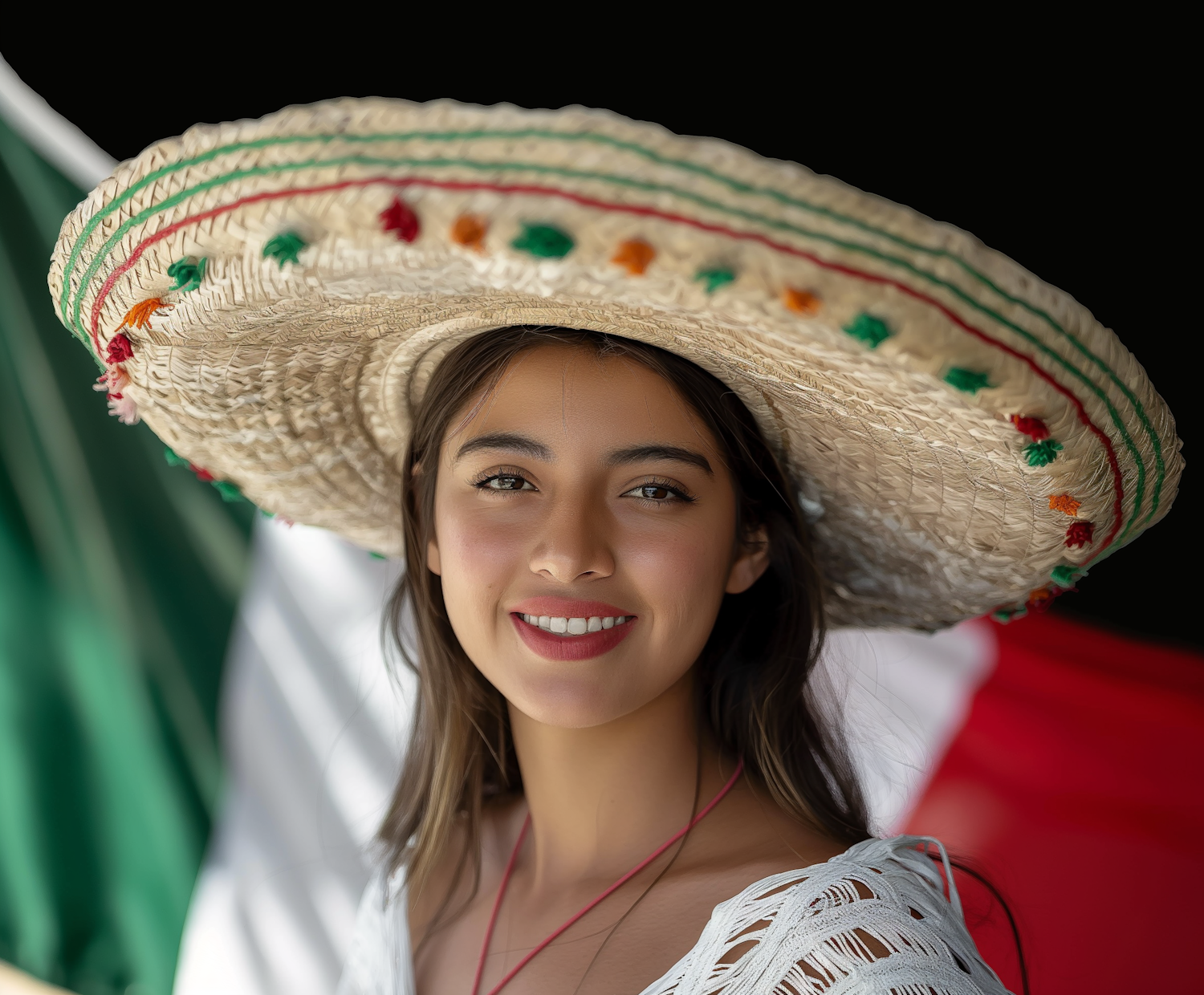 Joyful Woman in Colorful Sombrero