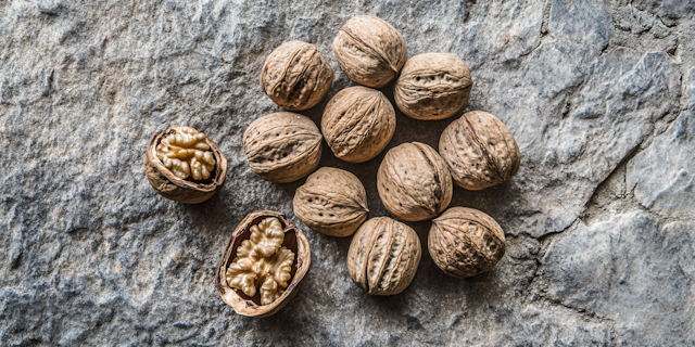 Walnuts on Stone Surface