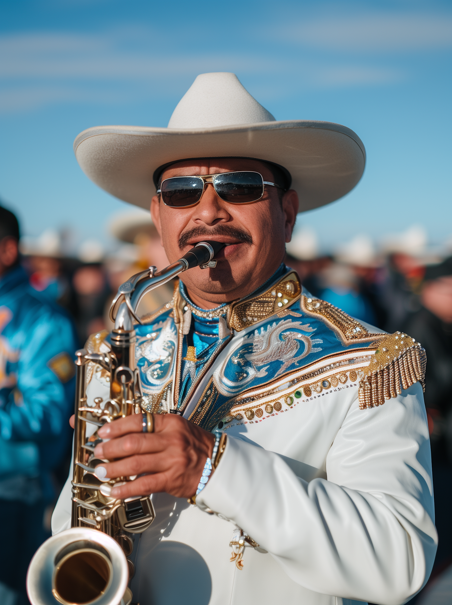 Mariachi Musician Playing Saxophone