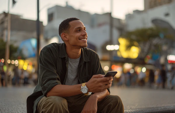 Man in Urban Evening Scene