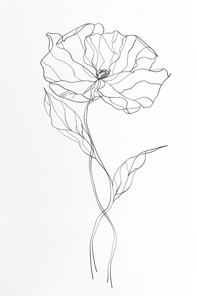 Delicate Line Drawing of a Flower