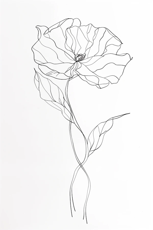 Delicate Line Drawing of a Flower